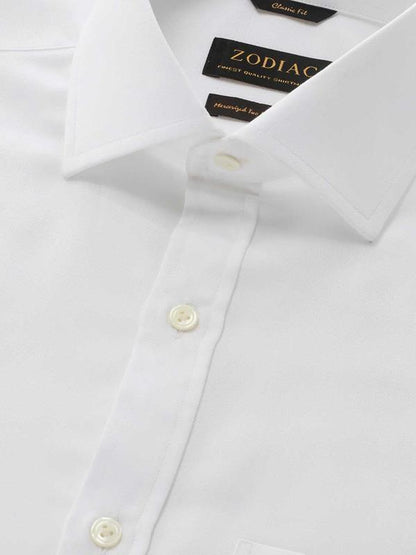 Marinetti White Solid Full Sleeve Single Cuff Classic Fit Classic Formal Two Ply Mercerized Cotton Shirt