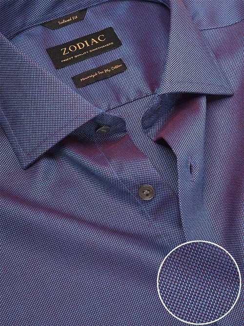 Marzeno Blue Solid Full Sleeve Single Cuff Tailored Fit Semi Formal Dark Two Ply Mercerized Cotton Shirt