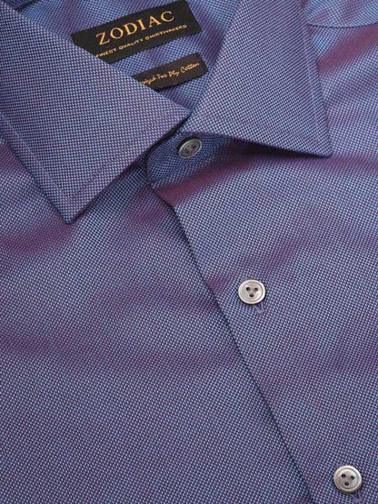 Marzeno Blue Solid Full Sleeve Single Cuff Tailored Fit Semi Formal Dark Two Ply Mercerized Cotton Shirt