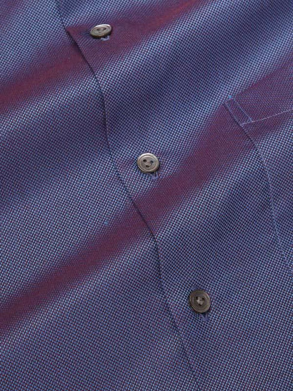 Marzeno Blue Solid Full Sleeve Single Cuff Tailored Fit Semi Formal Dark Two Ply Mercerized Cotton Shirt