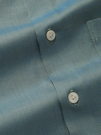 Marzeno Green Solid Full Sleeve Single Cuff Tailored Fit Semi Formal Dark Two Ply Mercerized Cotton Shirt