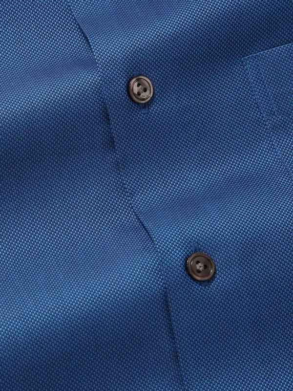Marzeno Navy Solid Full Sleeve Single Cuff Tailored Fit Semi Formal Dark Two Ply Mercerized Cotton Shirt