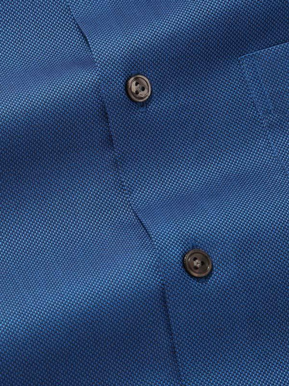 Marzeno Navy Solid Full Sleeve Single Cuff Tailored Fit Semi Formal Dark Two Ply Mercerized Cotton Shirt