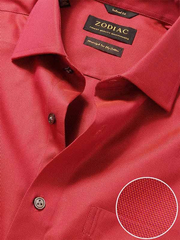 Marzeno Red Solid Full Sleeve Single Cuff Tailored Fit Semi Formal Dark Two Ply Mercerized Cotton Shirt