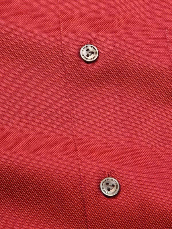 Marzeno Red Solid Full Sleeve Single Cuff Tailored Fit Semi Formal Dark Two Ply Mercerized Cotton Shirt