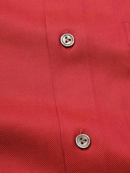 Marzeno Red Solid Full Sleeve Single Cuff Tailored Fit Semi Formal Dark Two Ply Mercerized Cotton Shirt