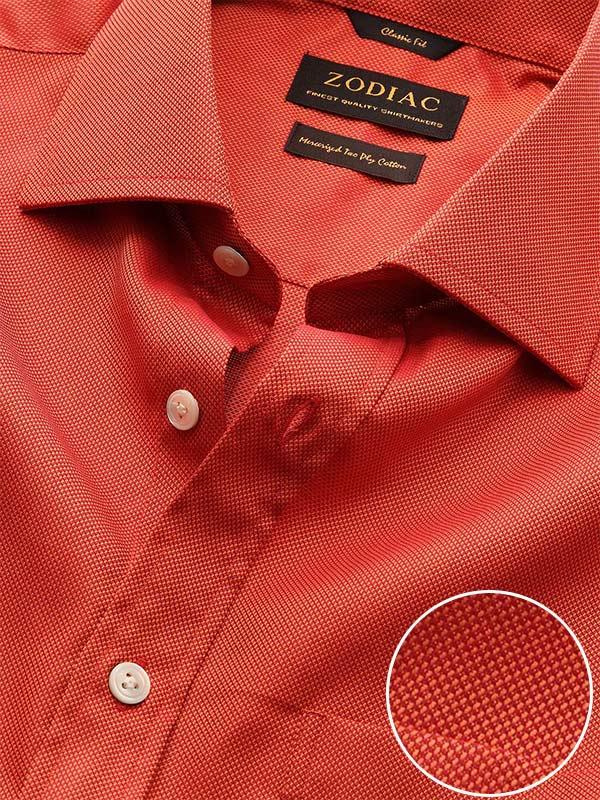 Marzeno Rust Solid Full Sleeve Single Cuff Classic Fit Semi Formal Dark Two Ply Mercerized Cotton Shirt