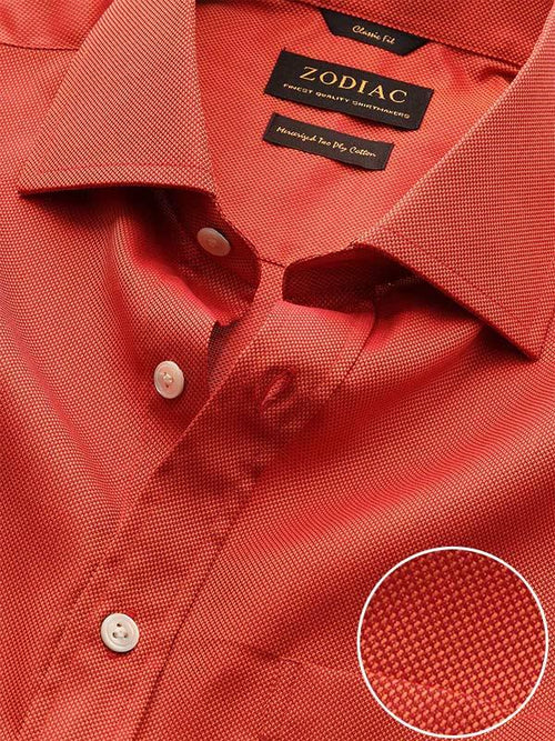 Marzeno Rust Solid Full Sleeve Single Cuff Classic Fit Semi Formal Dark Two Ply Mercerized Cotton Shirt