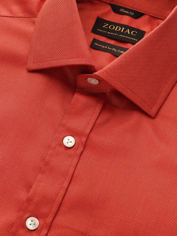 Marzeno Rust Solid Full Sleeve Single Cuff Classic Fit Semi Formal Dark Two Ply Mercerized Cotton Shirt