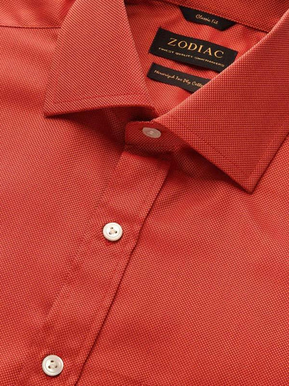 Marzeno Rust Solid Full Sleeve Single Cuff Classic Fit Semi Formal Dark Two Ply Mercerized Cotton Shirt