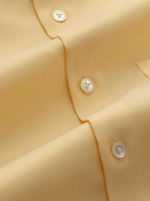 Marzeno Yellow Solid Full Sleeve Single Cuff Tailored Fit Semi Formal Dark Two Ply Mercerized Cotton Shirt