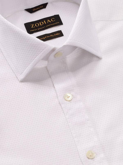 Matera White Solid Full Sleeve Double Cuff Classic Fit Classic Formal Two Ply Mercerized Cotton Shirt