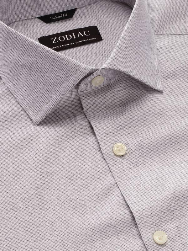 Mazzaro Light Grey Check Full Sleeve Single Cuff Tailored Fit Semi Formal Super Fine Cotton Shirt