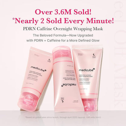 Medicube PDRN Pink Caffeine Night Wrapping Mask 75ml قناع ميديكيوب PDRN الوردي الليلي بالكافيين - Princess Cosmetics Qatar