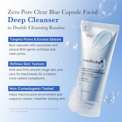 Medicube Zero Pore SA Clear Capsule Cleansing Foam 120g رغوة تنظيف كبسولات ميديكيوب زيرو بور إس إيه الشفافة - Princess Cosmetics Qatar