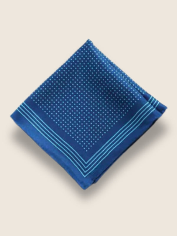 Medium Blue Polka Silk Pocket Square