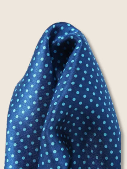 Medium Blue Polka Silk Pocket Square