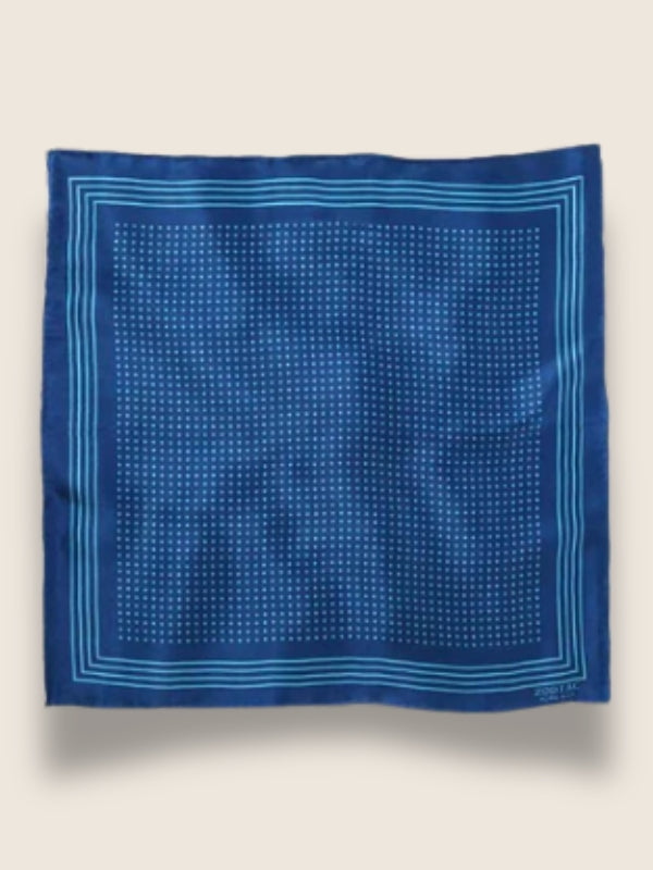 Medium Blue Polka Silk Pocket Square