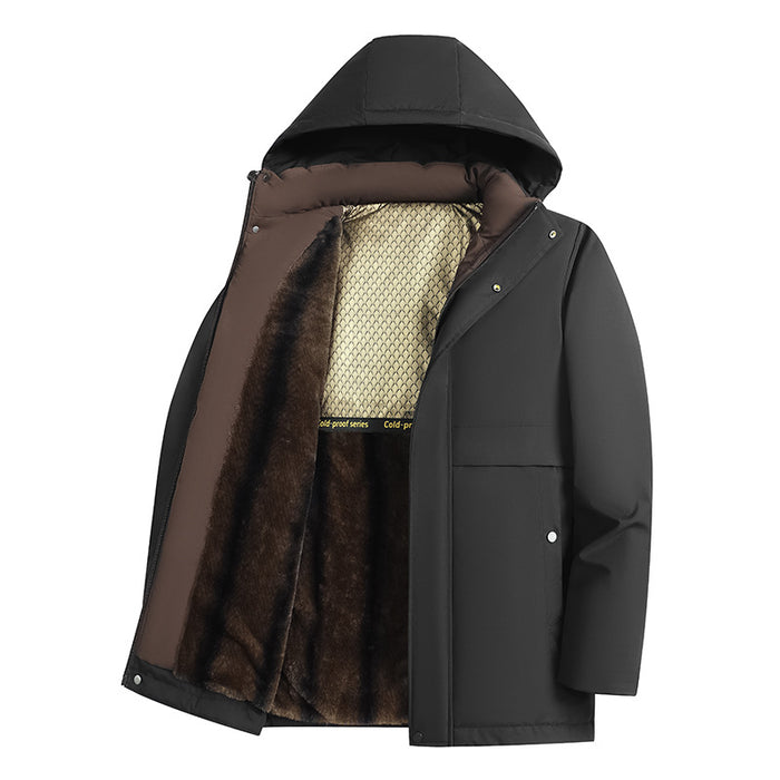 Men's Cotton-Padded Jacket - Fleece-Lined Thickened Outdoor Windproof Waterproof Coat