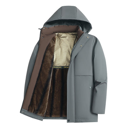Men's Cotton-Padded Jacket - Fleece-Lined Thickened Outdoor Windproof Waterproof Coat