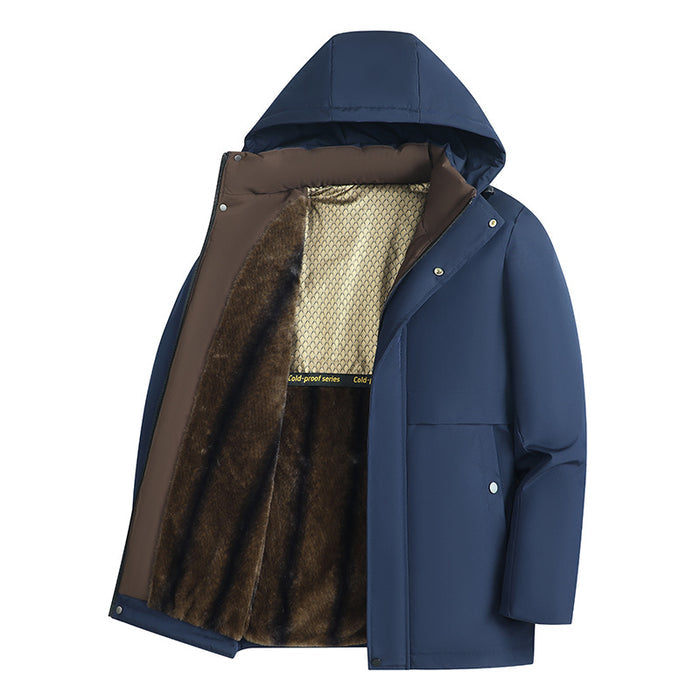 Men's Cotton-Padded Jacket - Fleece-Lined Thickened Outdoor Windproof Waterproof Coat