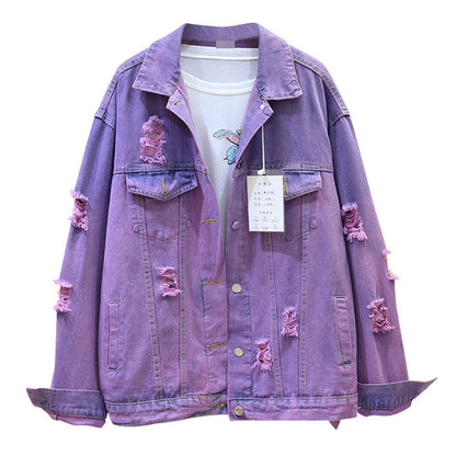 Men's Gradient Denim Jacket - Loose Fit Casual Spring Jacket