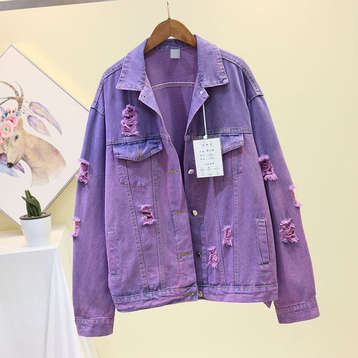 Men's Gradient Denim Jacket - Loose Fit Casual Spring Jacket
