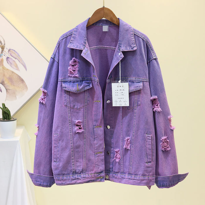 Men's Gradient Denim Jacket - Loose Fit Casual Spring Jacket