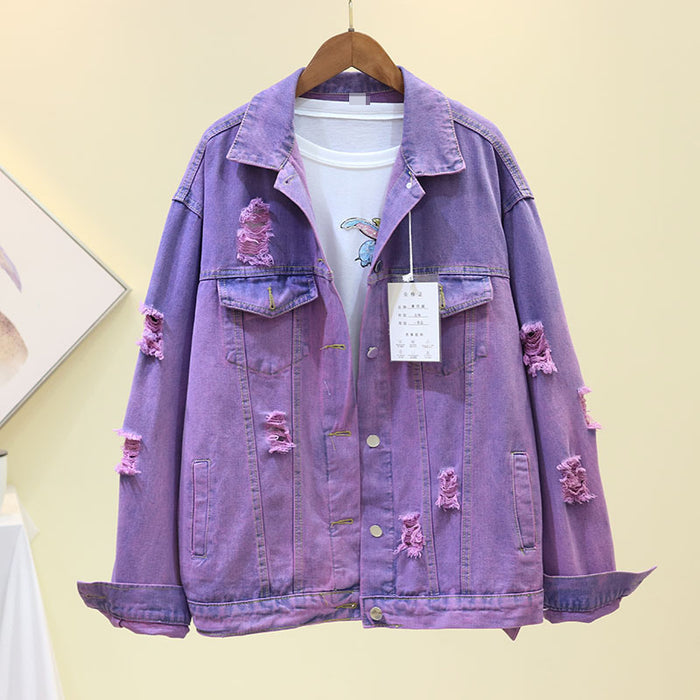 Men's Gradient Denim Jacket - Loose Fit Casual Spring Jacket