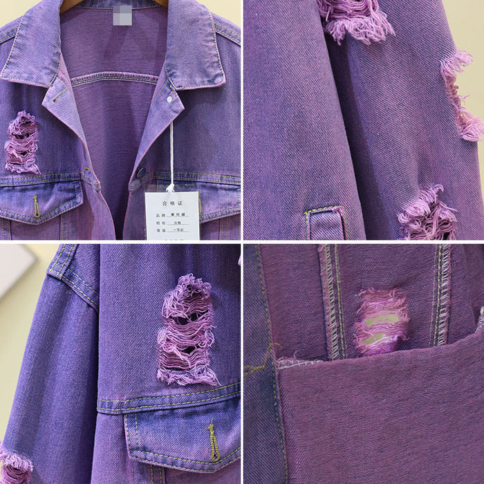 Men's Gradient Denim Jacket - Loose Fit Casual Spring Jacket