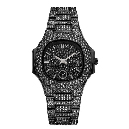 Men's Hip Hop Diamond Watch - Luxury Gold Iced Out Quartz Watch
