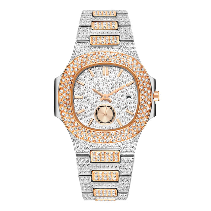 Men's Hip Hop Diamond Watch - Luxury Gold Iced Out Quartz Watch
