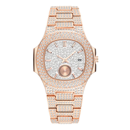 Men's Hip Hop Diamond Watch - Luxury Gold Iced Out Quartz Watch