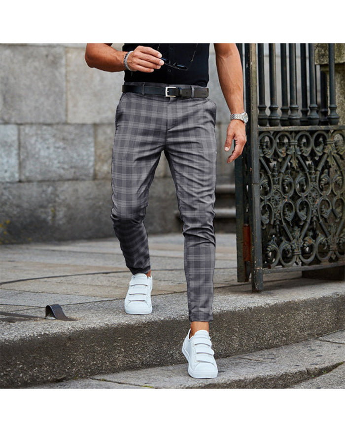 Men's Plaid Casual Pants - Loose Straight Trousers