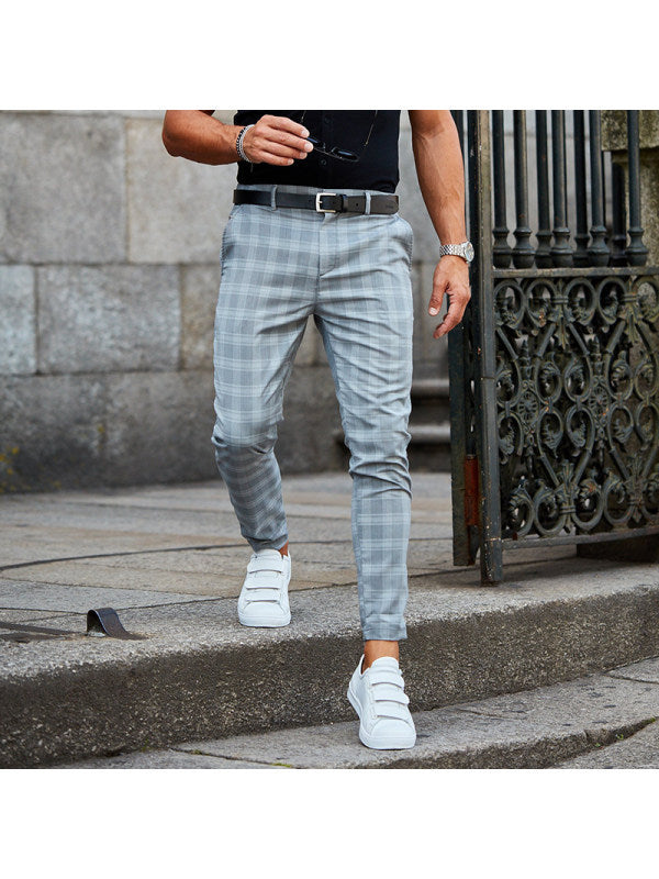 Men's Plaid Casual Pants - Loose Straight Trousers