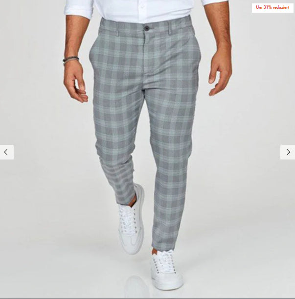 Men's Plaid Casual Pants - Loose Straight Trousers