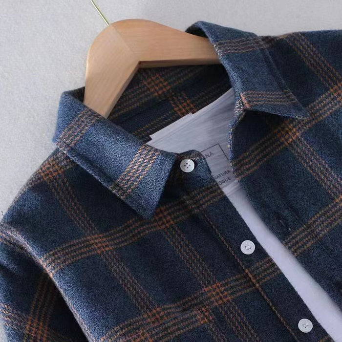 Men's Plaid Long Sleeve Shirt - Casual Button-Down