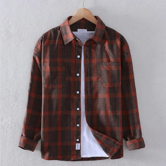 Men's Plaid Long Sleeve Shirt - Casual Button-Down