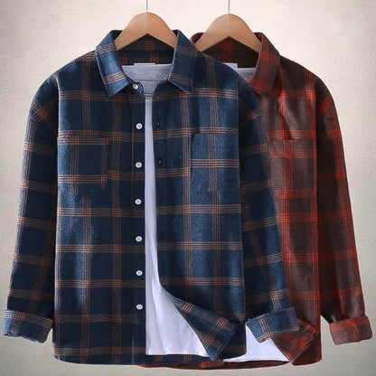 Men's Plaid Long Sleeve Shirt - Casual Button-Down