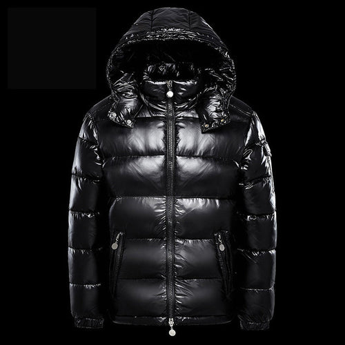 Men's Short Glossy Down Jacket - Trendy Thick Puffer Coat