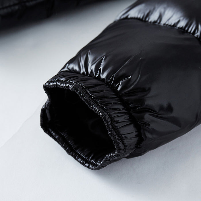 Men's Short Glossy Down Jacket - Trendy Thick Puffer Coat