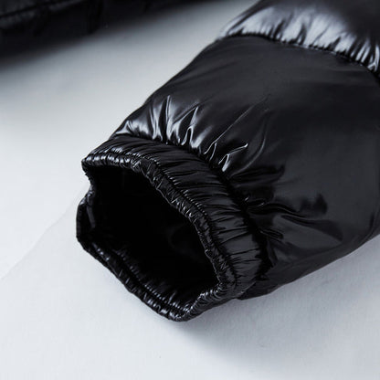 Men's Short Glossy Down Jacket - Trendy Thick Puffer Coat