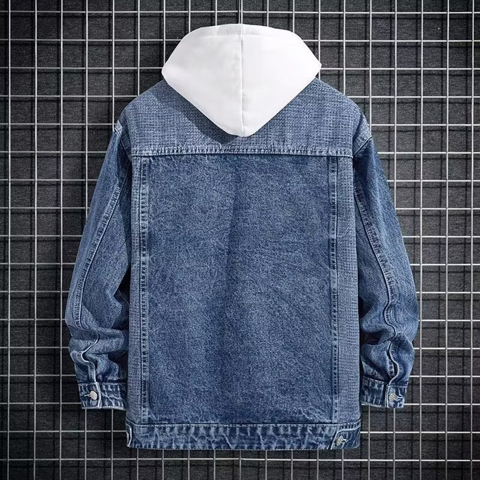 Men's Spring Workwear Hooded Denim Jacket - Minimalist Style