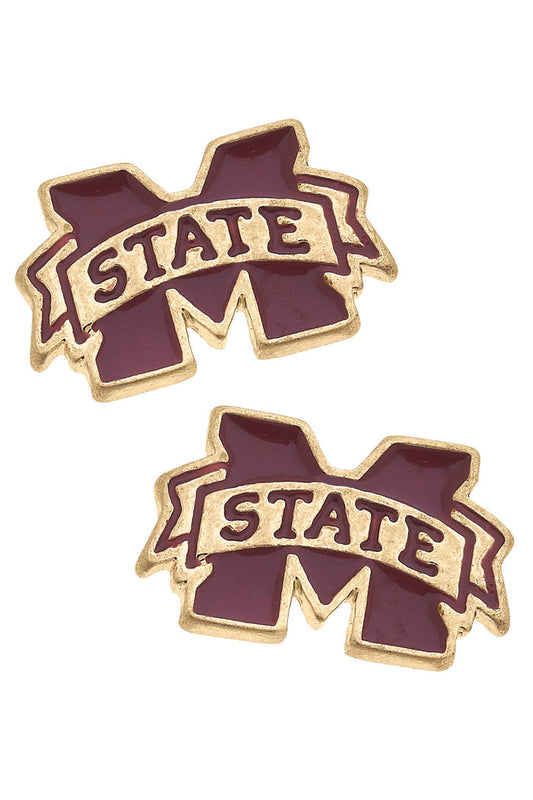 Mississippi State Bulldogs Enamel Logo Stud Earrings