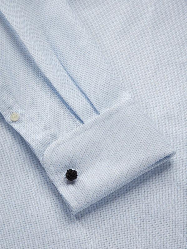 Monteverdi Sky Solid Full Sleeve Double Cuff Classic Fit Classic Formal Two Ply Mercerized Cotton Shirt