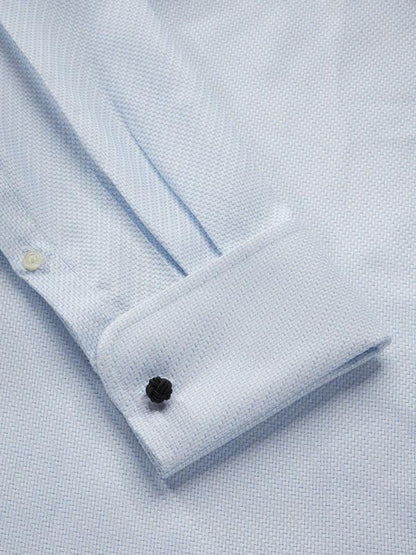 Monteverdi Sky Solid Full Sleeve Double Cuff Classic Fit Classic Formal Two Ply Mercerized Cotton Shirt