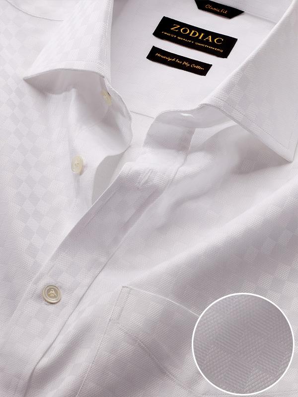 Monteverdi White Solid Full Sleeve Single Cuff Classic Fit Classic Formal Two Ply Mercerized Cotton Shirt