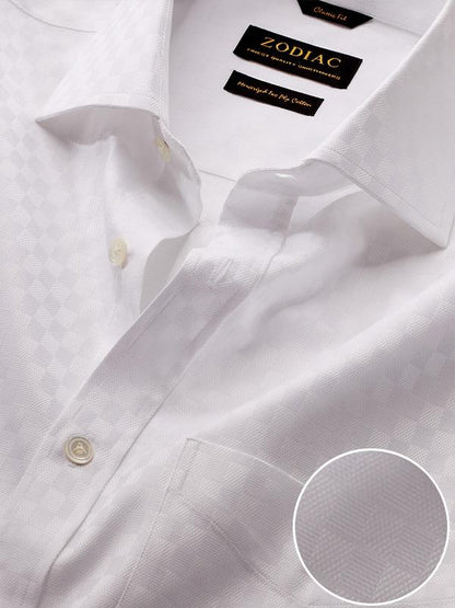 Monteverdi White Solid Full Sleeve Single Cuff Classic Fit Classic Formal Two Ply Mercerized Cotton Shirt