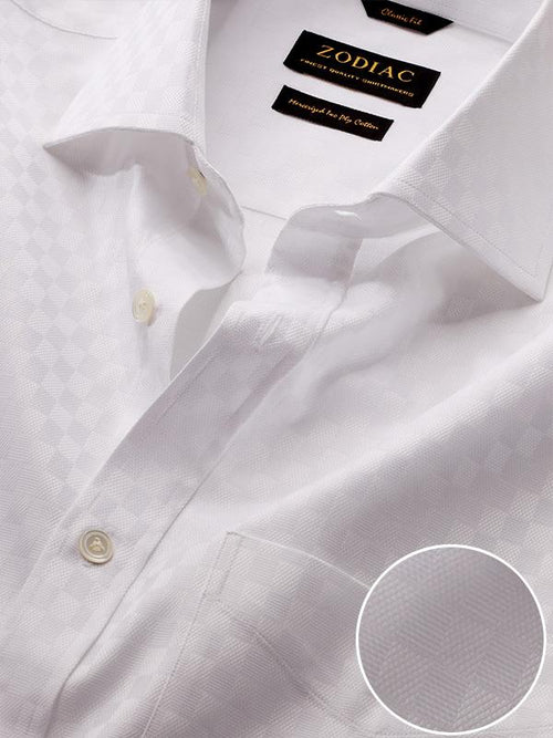 Monteverdi White Solid Full Sleeve Single Cuff Classic Fit Classic Formal Two Ply Mercerized Cotton Shirt