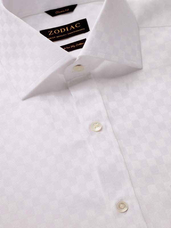 Monteverdi White Solid Full Sleeve Single Cuff Classic Fit Classic Formal Two Ply Mercerized Cotton Shirt